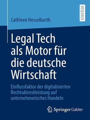 cover image of Legal Tech als Motor für die deutsche Wirtschaft